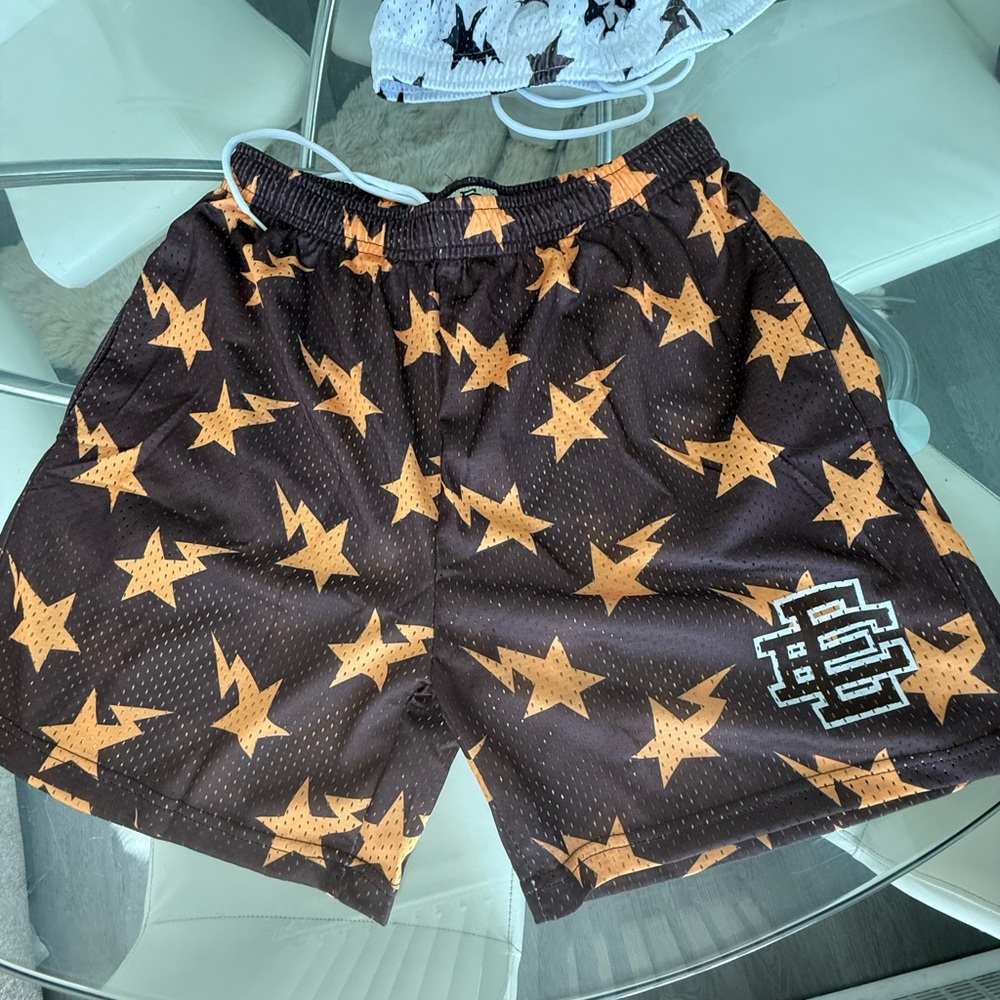 Eric Emanuel Black and Orange Athletic Shorts - Picture 1 of 3